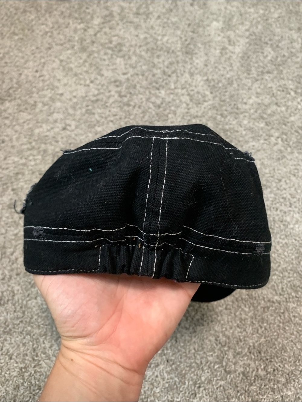 Y2K Black Peace Sign Emo Cadet Cap - Picture 3 of 5